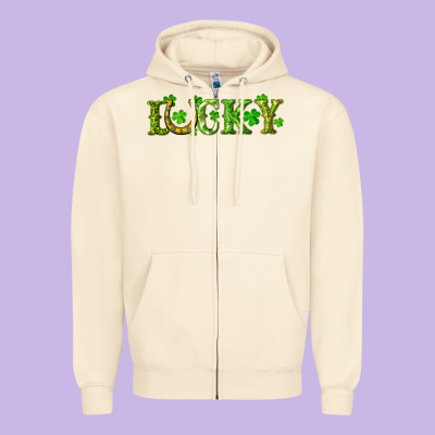St. Patrick's Day Lucky With Clovers And Horseshoe Zipper Hoodie Designed By Ranaportraitstore