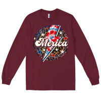 Burgundy Western Merica Patriotic Long Sleeve Tee - LillyAllenDesigns