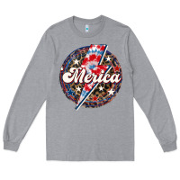 Heather Grey Western Merica Patriotic Long Sleeve Tee - LillyAllenDesigns