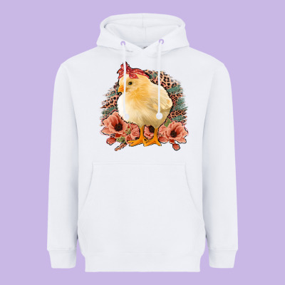 Chick With Flowers Feopard Heavyweight Hoodie Designed By Jasminsmagicworld