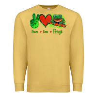 Antique Gold Peace Love Frogs Premium Sweatshirt - Jasminsmagicworld