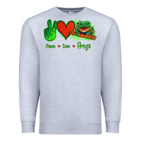Heather Grey Peace Love Frogs Premium Sweatshirt - Jasminsmagicworld