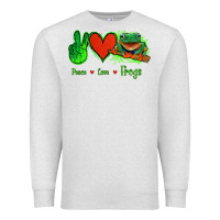 Oatmeal Heather Peace Love Frogs Premium Sweatshirt - Jasminsmagicworld