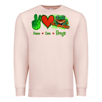 Pale Pink Peace Love Frogs Premium Sweatshirt - Jasminsmagicworld