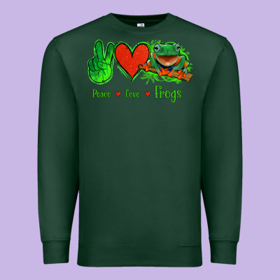 Peace Love Frogs Premium Sweatshirt Designed By Jasminsmagicworld