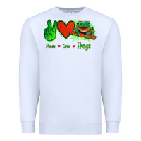 White Peace Love Frogs Premium Sweatshirt - Jasminsmagicworld