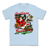 Dusty Blue louisiana christmas with santa Classic Tee - BarkalooDesign