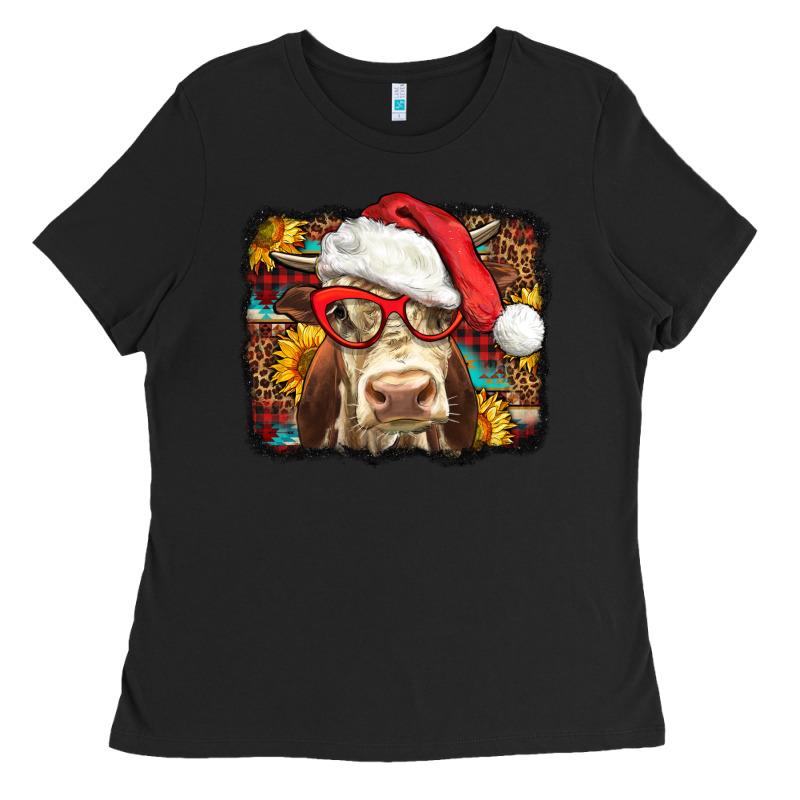 Christmas Cow Ladies Tee by LillyAllenDesigns | Teevron