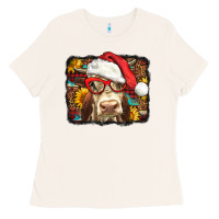 Bone Christmas Cow Ladies Tee - LillyAllenDesigns