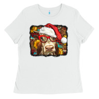 White Christmas Cow Ladies Tee - LillyAllenDesigns