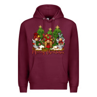 Burgundy merry christmas gnomies Premium Hoodie - BarkalooDesign