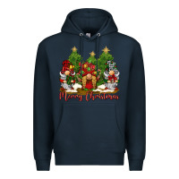 Navy merry christmas gnomies Premium Hoodie - BarkalooDesign