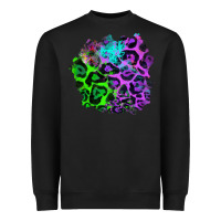 Black Colorful Leopard patch Heavyweight Sweatshirt - RanaPortraitStore