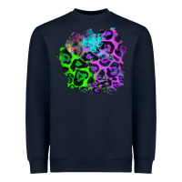 Navy Colorful Leopard patch Heavyweight Sweatshirt - RanaPortraitStore