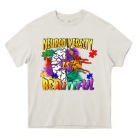 Cream Neurodiversity is beautiful Heavy Core Tee - FaDigitalArtStudio