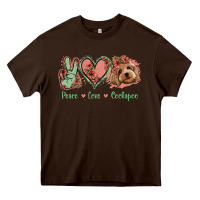 Chocolate Brown Peace Love Cockapoo Heavy Core Tee - Jasminsmagicworld