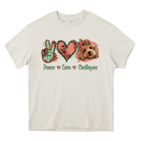 Cream Peace Love Cockapoo Heavy Core Tee - Jasminsmagicworld