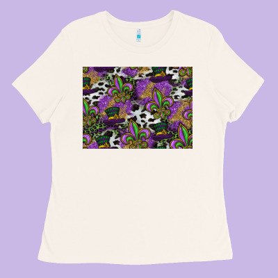 Mardi Gras Celebration Pattern Ladies Tee Designed By Cowhidedigitalart
