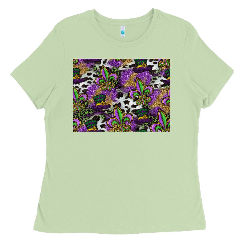 Mardi Gras Celebration Pattern Ladies Tee by CowhideDigitalArt | Teevron