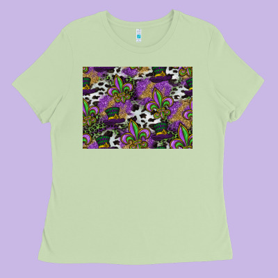 Mardi Gras Celebration Pattern Ladies Tee Designed By Cowhidedigitalart