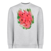 Heather Grey watermelon glitter watercolor brushstrokes patch Heavyweight Sweatshirt - RanaPortraitStore