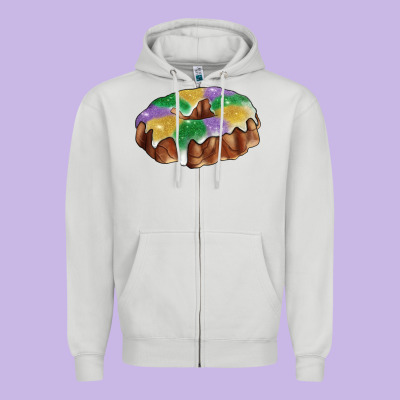 Mardi Gras King Cake Zipper Hoodie Designed By Ranaportraitstore
