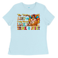 Baby Blue thanksgiving turkey humor Ladies Tee - CowhideDigitalArt