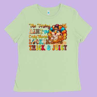 Thanksgiving Turkey Humor Ladies Tee Designed By Cowhidedigitalart