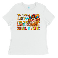 White thanksgiving turkey humor Ladies Tee - CowhideDigitalArt