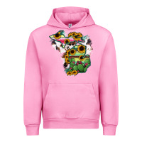 Fuchsia Pink Cowhide Michigan map Urban Hoodie - RanaPortraitStore