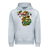 Heather Grey Cowhide Michigan map Urban Hoodie - RanaPortraitStore
