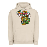 Pigment French Oak Cowhide Michigan map Urban Hoodie - RanaPortraitStore