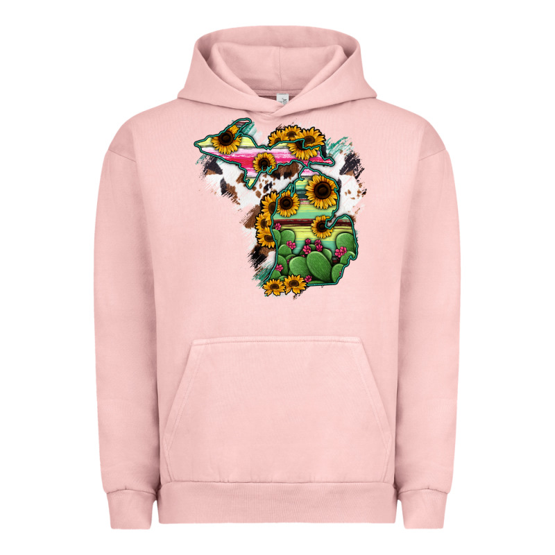 Cowhide Michigan Map Urban Hoodie by RanaPortraitStore | Teevron