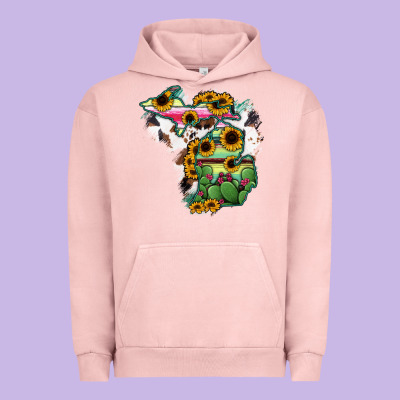 Cowhide Michigan Map Urban Hoodie Designed By Ranaportraitstore