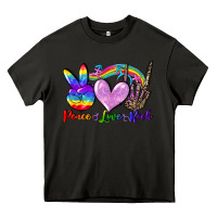 Asphalt Peace love rock Heavy Core Tee - FaDigitalArtStudio