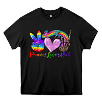 Black Peace love rock Heavy Core Tee - FaDigitalArtStudio
