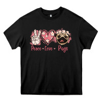Black Peace Love Pugs Heavy Core Tee - Jasminsmagicworld