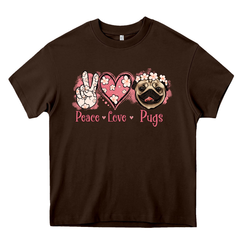 Peace Love Pugs Heavy Core Tee by Jasminsmagicworld | Teevron