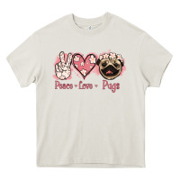 Cream Peace Love Pugs Heavy Core Tee - Jasminsmagicworld