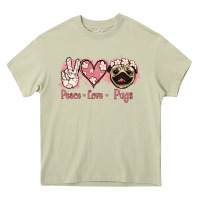 Mossy Peace Love Pugs Heavy Core Tee - Jasminsmagicworld