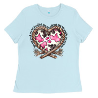 Baby Blue western cowhide heart Ladies Tee - CowhideDigitalArt