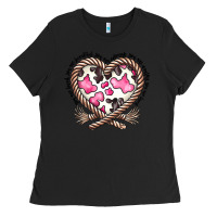 Black western cowhide heart Ladies Tee - CowhideDigitalArt