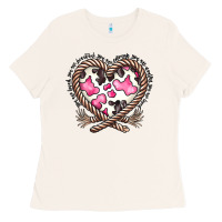 Bone western cowhide heart Ladies Tee - CowhideDigitalArt