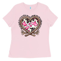 Bubblegum Pink western cowhide heart Ladies Tee - CowhideDigitalArt