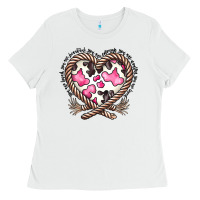 White western cowhide heart Ladies Tee - CowhideDigitalArt