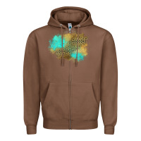 Chestnut turquoise leopard patch Zipper Hoodie - Jasminsmagicworld