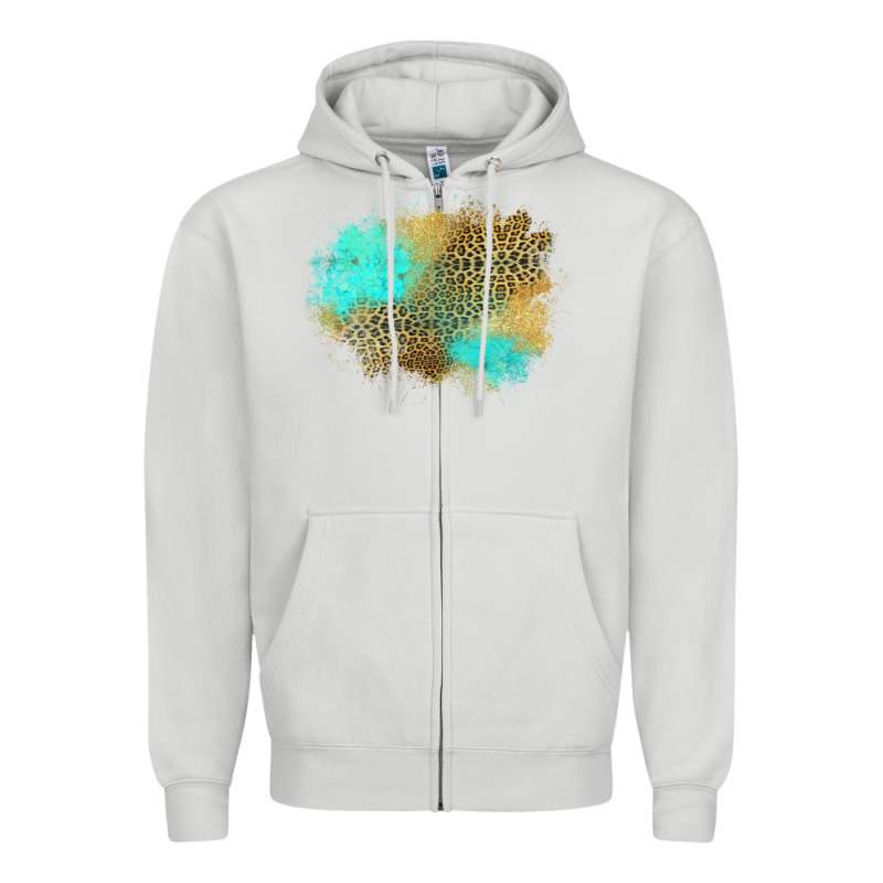 Turquoise Leopard Patch Zipper Hoodie by Jasminsmagicworld | Teevron