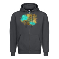 Smoke turquoise leopard patch Zipper Hoodie - Jasminsmagicworld