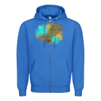 True Royal turquoise leopard patch Zipper Hoodie - Jasminsmagicworld