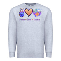 Heather Grey Peace Love Dental Premium Sweatshirt - Jasminsmagicworld